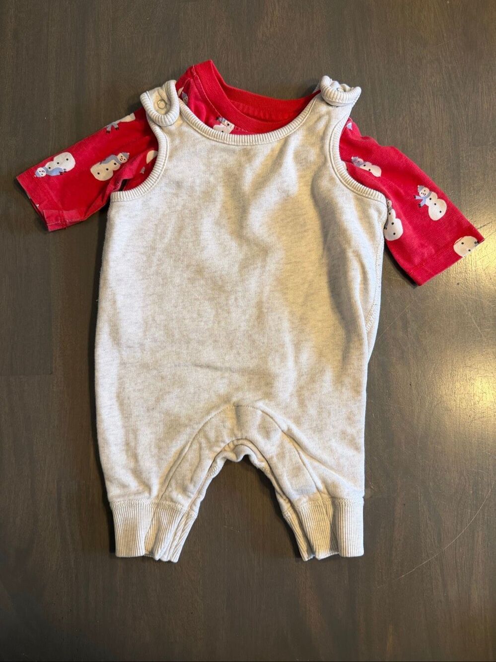Hanna Andersson 0-3 Overall Long Sleeve Tee Set Red Cream